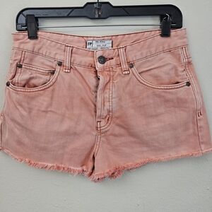 Free People Coral Pink Denim Cutoff Shorts